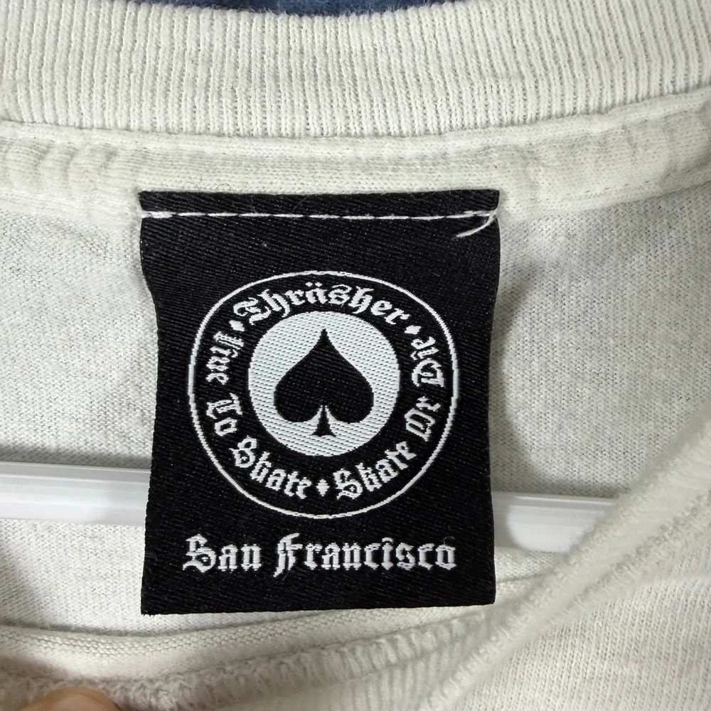 Thrasher Magazine Flame Logo Graphic T-Shirt White Skateboarding Mens Large - Picture 6 of 7